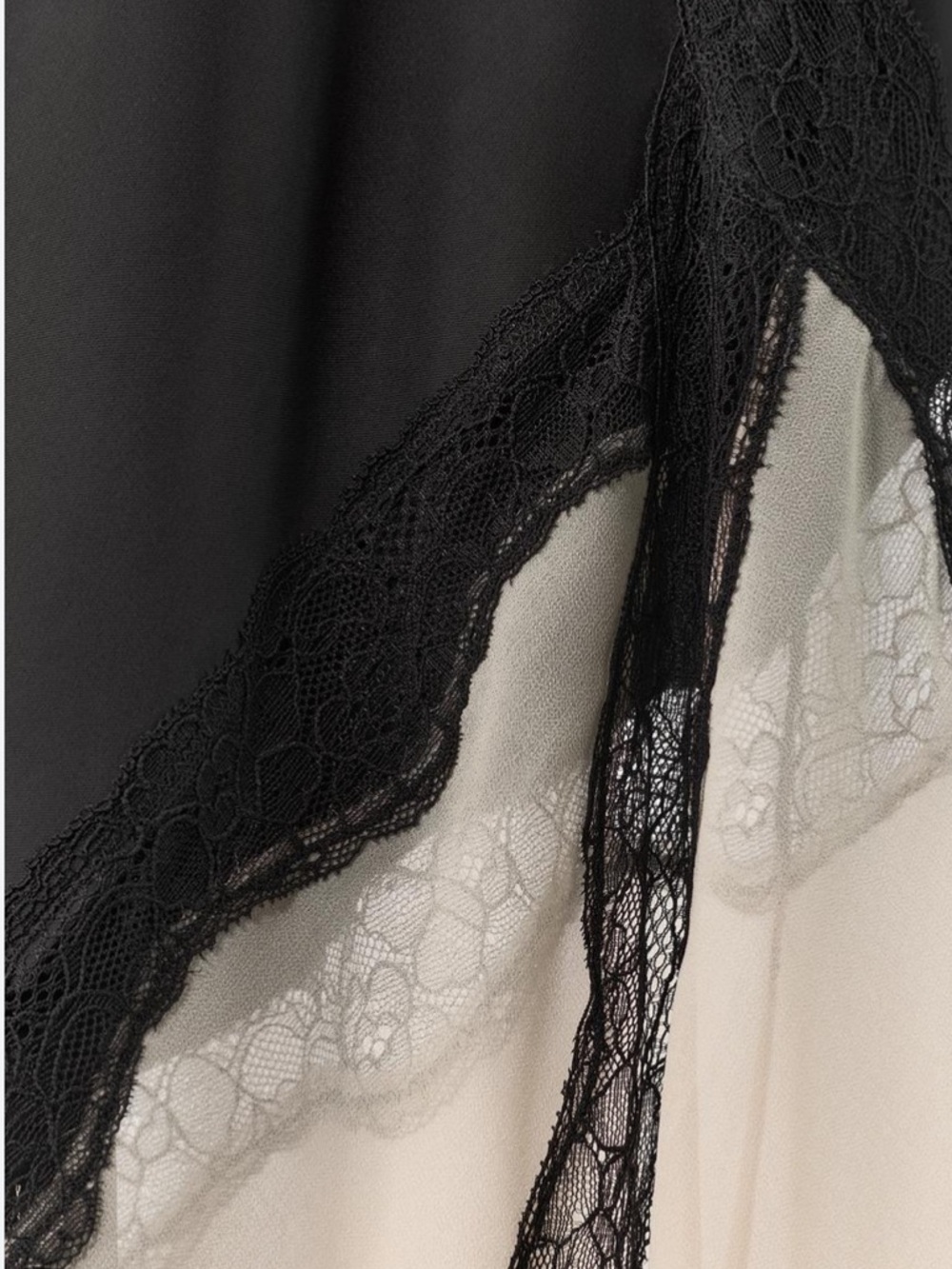 Zara Black and Cream Satin Slip Dress with Lace Trim - Picture 4 of 8